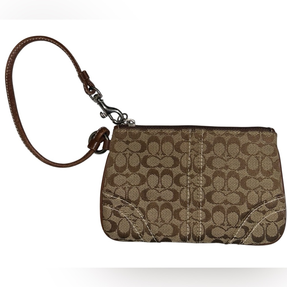Coach Brown Monogram Wristlet Vintage y2k Signature C Coin Purse Wallet